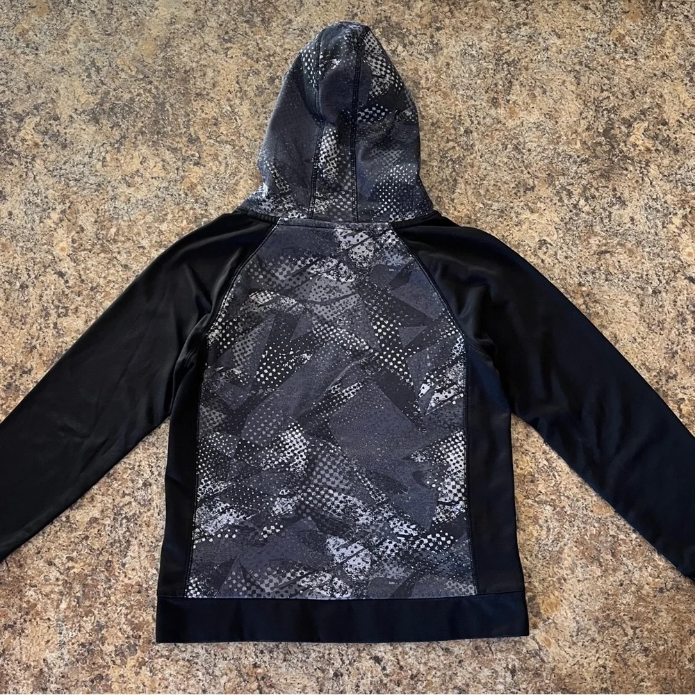 Adidas Boys CLIMAWARM Pullover Hoodie Sweatshirt Sz M 10/12 Black Blue Gray Camo